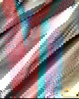 Fular din bumbac tesut in dungi colorat