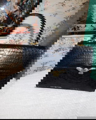 Poseta vintage piele sarpe,  4  compartimente , deosebita