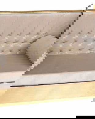 Patut deosebit pentru copil din lemn masiv auriu cu tapiterie bej