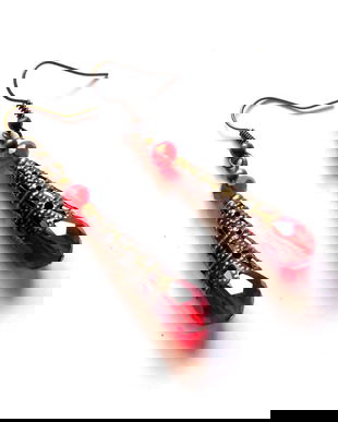 cercei cristale fatetate rosii 44272