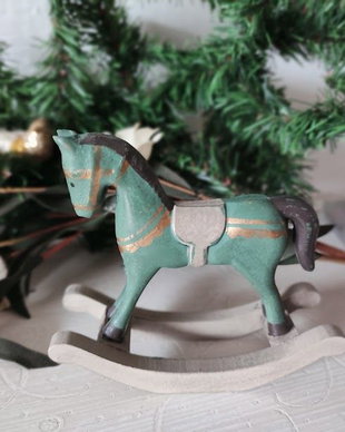 Calut balansoar din lemn-Vintage Christmas Horse