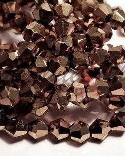 Cristale din sticla, biconice, 4 mm, electroplacate, cupru-06