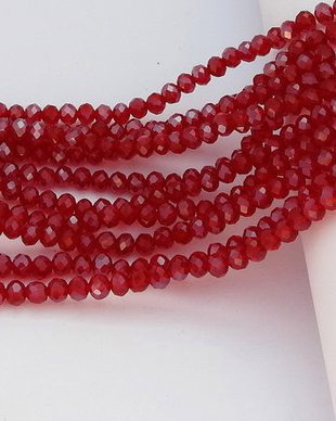 Cristale din sticla, rondelle, 2.5x2 mm, rosu inchis