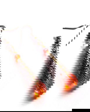 cercei cristale fatetate portocali 44289