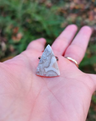 Inel Agata Crazy lace si Argint 925 - IN1277 - Inel pietre semipretioase, inel alb reglabil, cadou sotie, inel cadou, bijuterii cadou, bijuterii agate, cristale vindecatoare, cristaloterapie, cristale de colectie