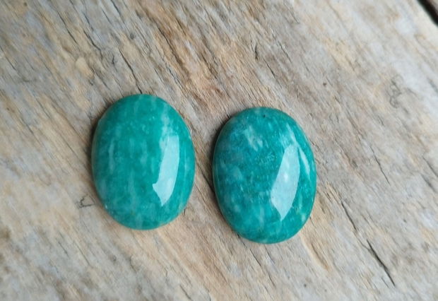 Cabochon amazonit rusesc, 25x18 mm (2 buc)