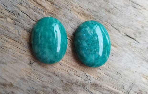 Cabochon amazonit rusesc, 25x18 mm (2 buc)