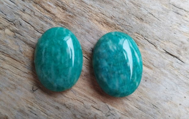 Cabochon amazonit rusesc, 25x18 mm (2 buc)