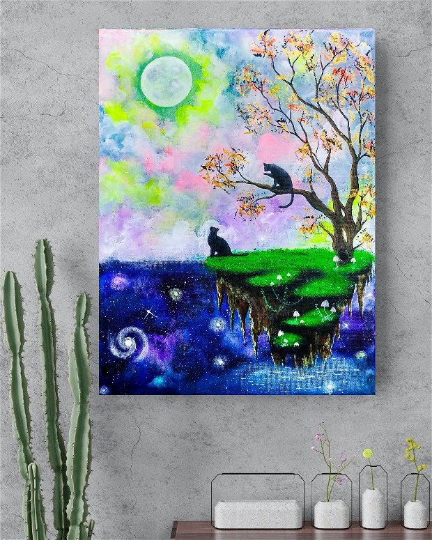 Tablou pictura pisici "Magic Moon"