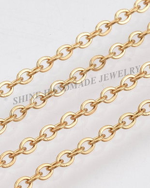 Lant otel inoxidabil auriu, 3x2x0.5mm