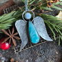 Pandantiv supradimensionat din argint 925, larimar si opal bleu, inger