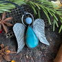 Pandantiv supradimensionat din argint 925, larimar si opal bleu, inger