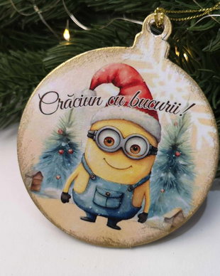Decoratiune in forma de glob, personalizata cu minion pentru Craciun