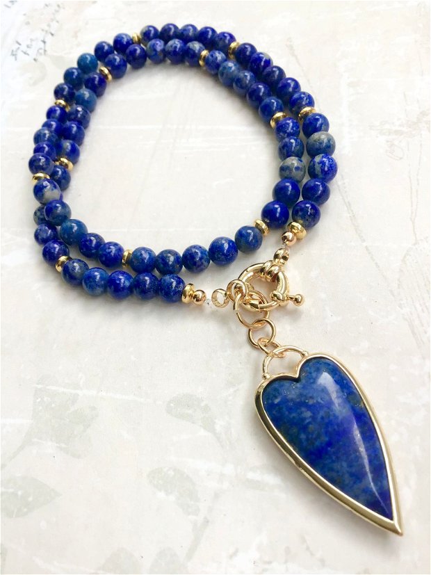Colier inima lapis lazuli