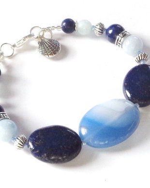 Bratara lapis lazuli si acvamarin