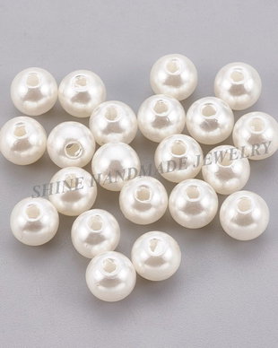 Perle acril, Ivory, 7.5~8mm