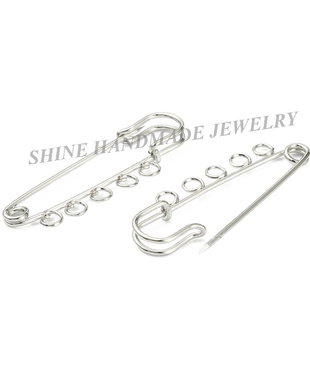 Ac de brosa cu 5 gauri, platinum, 50x16.5x4.5mm
