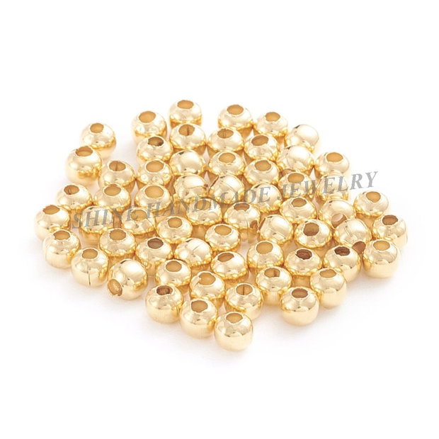 Margele din otel inoxidabil auriu, 3x2.5mm