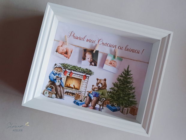 Tablou personalizat cadou pentru bunici. Rama personalizata primul Craciun alaturi de bunici