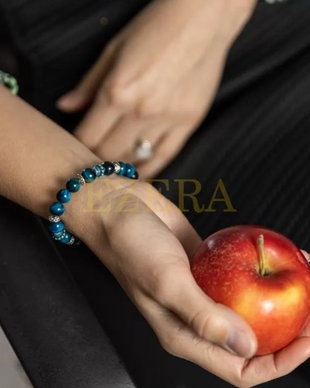 Bratara Dama Din Pietre Semipretioase De Ochi De Tigru Royal Blue, Lynette, Margele De 8 Mm