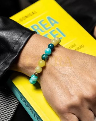 Bratara Dama Din Pietre Naturale De Amazonit, Jad Lemon Si Pheonix Stone, Geetica