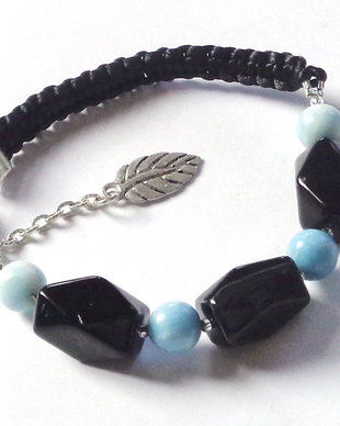 Bratara  larimar si onix