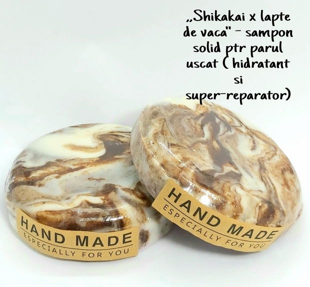 ,,Shikakai & lapte de vaca 1" - sampon solid par uscat (hidratant si super- reparator)