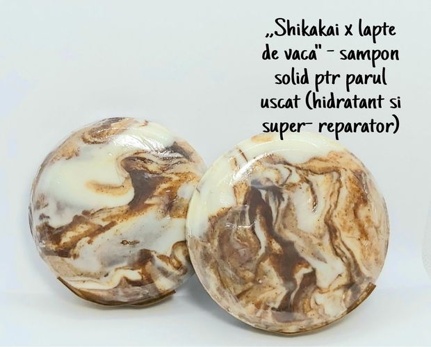 ,,Shikakai & lapte de vaca 1" - sampon solid par uscat (hidratant si super- reparator)