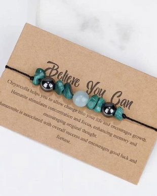 Bratara Snur Believe You Can Din Cristale De Malachit, Hematit Si Amazonit
