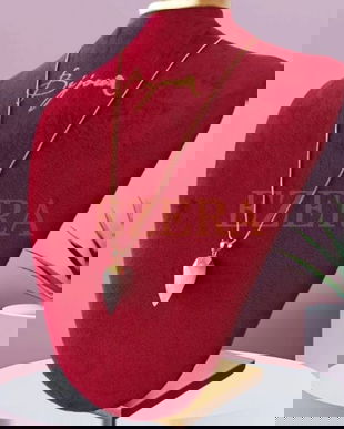 Pandantiv Cu Cristal De Cuart Roz, Fatetat, Forma Lacrima, Placat Cu Aur