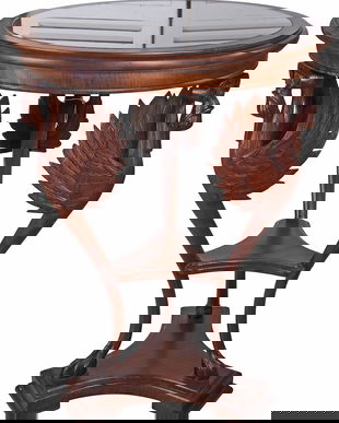 Masa baroc din lemn masiv mahon cu detalii sculptate