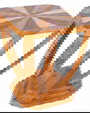 Masuta de cafea Art Deco din lemn masiv furniruit