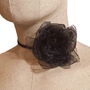 Choker cu floare neagra organza pe snur, Colier elegant handmade, Choker boho floral pentru femei