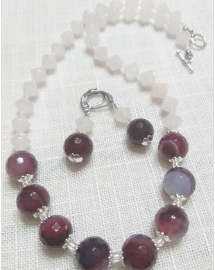 SET-AGATE FATETATE DE FOC FUCSIA SI CUART ROZ