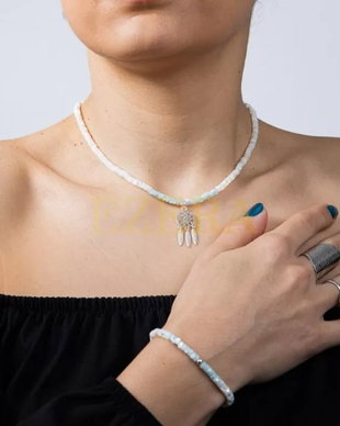 Colier Choker Tanya Din Sidef De Scoici, Inchidere Si Accesorii Din Argint 925