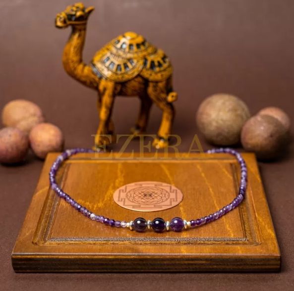 Colier Choker Reena Din Pietre Naturale De Ametist, Inchidere Si Accesorii Din Argint 925