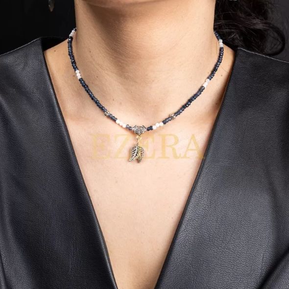 Colier Choker Ravindra Din Pietre Naturale De Safir Cu Accesorii Si Sistem De Inchidere Din Argint 925