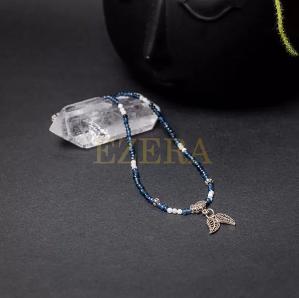 Colier Choker Ravindra Din Pietre Naturale De Safir Cu Accesorii Si Sistem De Inchidere Din Argint 925