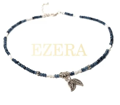 Colier Choker Ravindra Din Pietre Naturale De Safir Cu Accesorii Si Sistem De Inchidere Din Argint 925