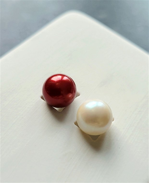 Cercei bicolori din argint 92.5 cu perle