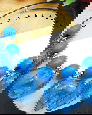 Colier statement handmade unicat - PET-uri (plastic) reciclate - flori (cod896)