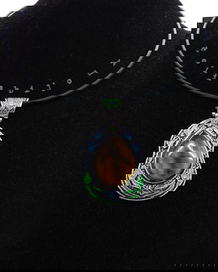 Colier handmade statement pandantiv ochi de tigru (cod914)