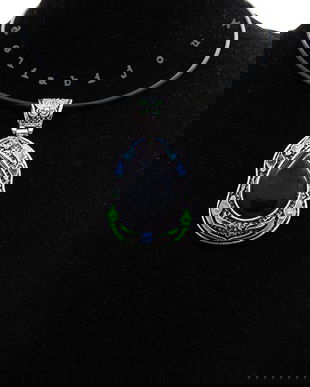 Colier handmade statement pandantiv blue goldstone (cod918)