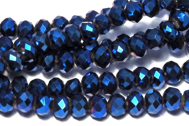 Cristale din sticla, rondelle, 3x2 mm, albastre