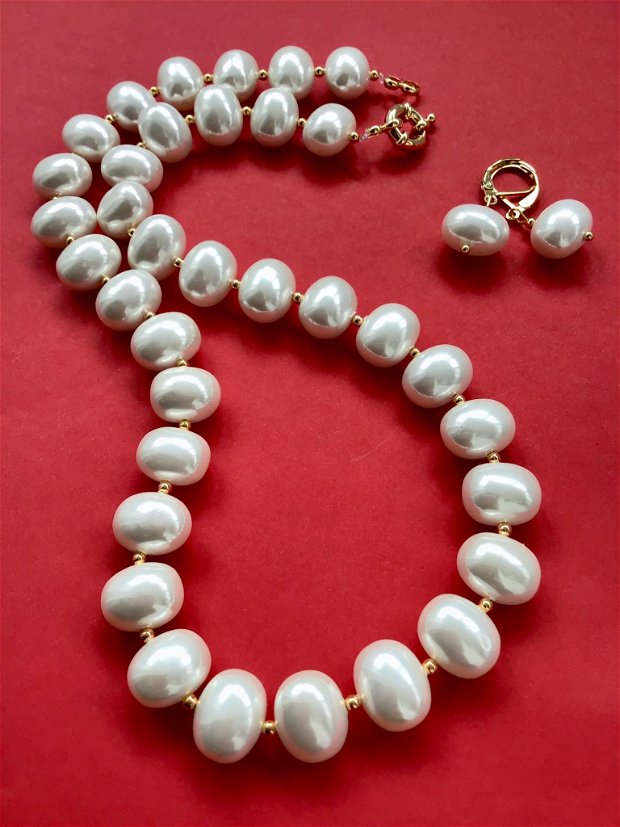 Colier perle albe de Mallorca