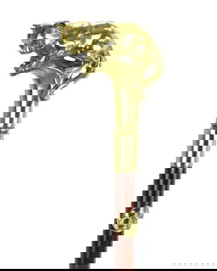 Baston din lemn de mahon cu maner din alama masiva