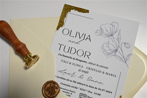 Invitatie Nunta Hand-Made-Foita Aurie