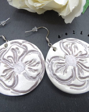 Cercei statement handmade unicat - rotunzi - argintiu (cod920)