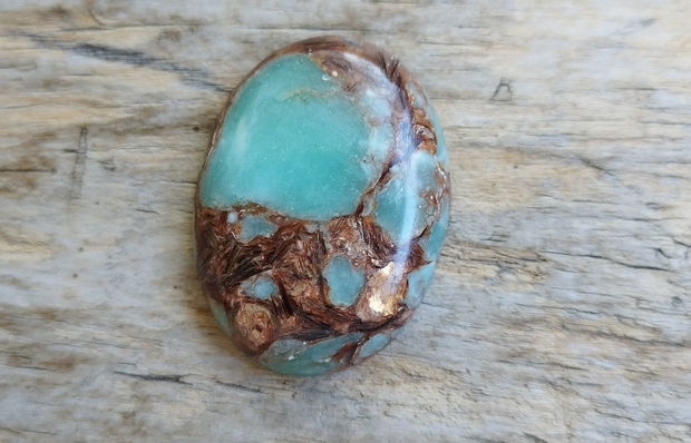 Cabochon aqua terra jasper si bronzit, 40x30x7.5 mm