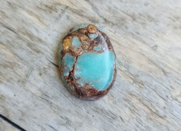 Cabochon aqua terra jasper si bronzit, 40x30x7.5 mm